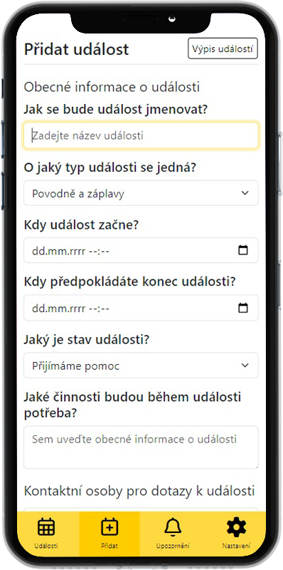 Vytváření události obcí